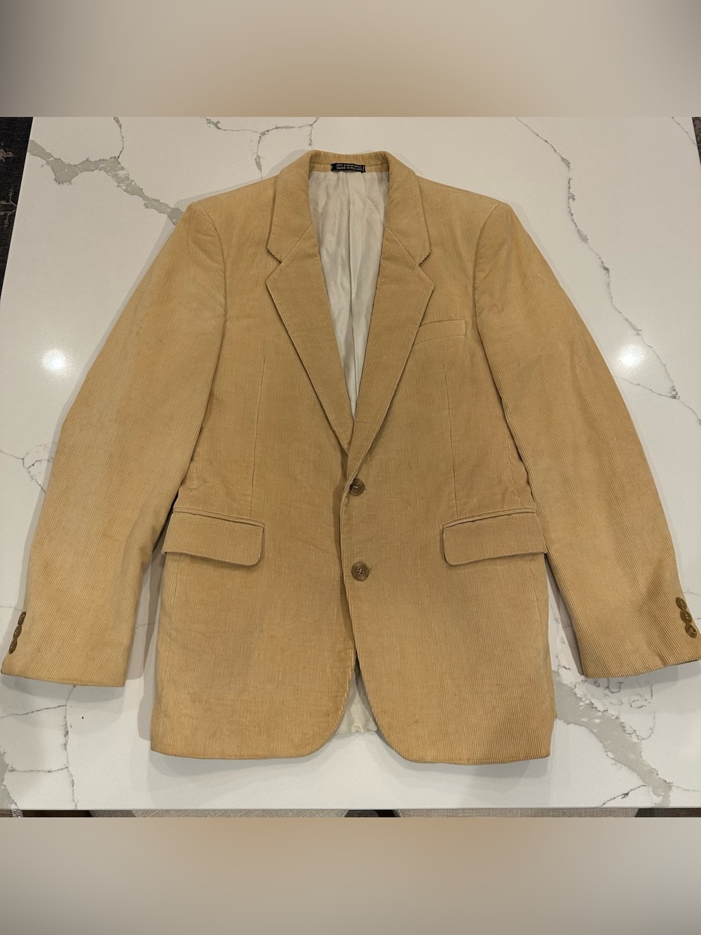 Vintage J. Riggings Beige Yellow Corduroy Blazer Sport Coat 38 R Preppy Academia